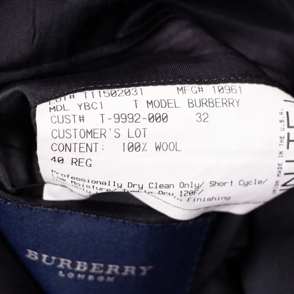 Burberry London Mens 40R Black Wool Gold Button Blazer Sport Coat‎ 2 Button